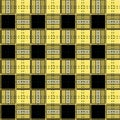 Yellow and Black Scottish Woven Tartan Plaid Seamless Pattern