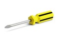 Yellow-black screwdriver on a white background. 3d rendering