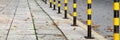 Yellow Black Street Posts Royalty Free Stock Photo