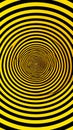 Yellow and Black Swirling Spiral Abstract Background Optical Illusion Design Royalty Free Stock Photo