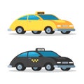 Yellow and black taxi cars