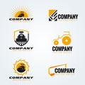 Yellow and black Tractor logo vector set design Royalty Free Stock Photo