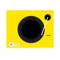 Yellow and black vinyl turntable. Flat style vector drawing. Yellow gramophone.