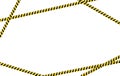 Yellow and black warning tapes frame background. Do not cross, warning, caution. Police insulation line, signs of danger