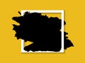 yellow black and white color brush stroke frame, squire brush stroke frame template on black background Royalty Free Stock Photo