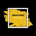 yellow black and white color brush stroke frame, squire brush stroke frame template on black background