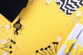 Yellow black and white theme graduation background