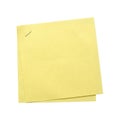 Yellow blank paper note memo with a metal staples isolated on white background Royalty Free Stock Photo