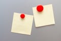 Yellow blank stickers with red push pin