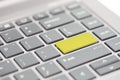 Yellow blank white enter key on keyboard background visual for word replacement Royalty Free Stock Photo