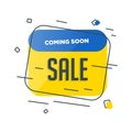 Yellow blue abstract minimalistic cooming soon Sale banner template design. Big sale special offer. Special offer banner for