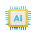 Yellow and Blue AI Microchip Processor with AI Text on a White Background artificial intelligence Royalty Free Stock Photo