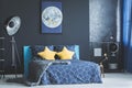 Yellow and blue bedroom interior Royalty Free Stock Photo