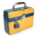 Yellow and blue briefcase with padlock Royalty Free Stock Photo