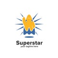 Yellow and blue cape flying super star logo icon mascot character symbol Royalty Free Stock Photo