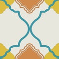 Yellow and blue color geometrical repeat indian mughal pattern
