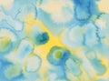 Yellow and blue colors watercolor background. Abstract primary colors