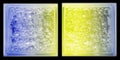 Yellow and blue contrast gradient color transparent double square bathroom glass block