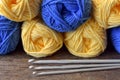 Yellow and Blue Crochet Yarn Royalty Free Stock Photo