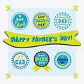 Yellow and blue cute circle Father's Day emblems and design set