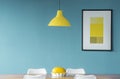 Yellow and blue dining room Royalty Free Stock Photo