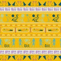 Yellow blue egypt writing seamless background. Royalty Free Stock Photo