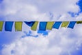 Yellow blue flags on the sky background Royalty Free Stock Photo