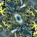 Yellow blue dragon fractal, abstract background