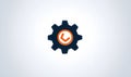 Yellow and Blue Gear Icon, Settings and Configuration Concept, Simple Flat Design