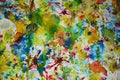 Yellow red green pink blue vivid hues, wax paint watercolor creative background Royalty Free Stock Photo