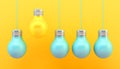 yellow and blue lightbulbs concept