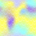 Yellow blue mint mermaid skin background. Joyful iridescent background. Fish scale pattern.