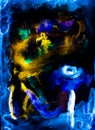 Yellow Blue Neon Painting Acrylic