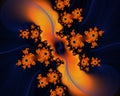 Yellow blue orange bright shapes, baroque fantasy fractal, abstract flowery spiral shapes, background Royalty Free Stock Photo