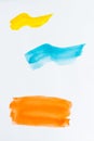 Yellow, blue and orange brush strokes and texture. Underline and