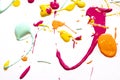 Yellow Blue Orange and Pink Paint Splats and Abstract Background Decoration