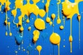 yellow and blue paint dripping Royalty Free Stock Photo