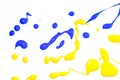 Yellow and blue paint drops