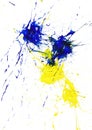 yellow and blue paint splash on white background Royalty Free Stock Photo