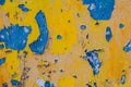 Yellow and blue peeling paint Royalty Free Stock Photo