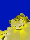 Yellow blue playful shapes, geometries, fractal shapes, lights abstract shapes, fractal design, texture