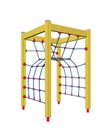Yellow, blue and red four-pole kid rope climber, 3D illustration