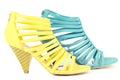 Yellow and blue sandals shoe