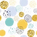 Yellow blue seamless pattern Circle elements background glitter decorative element Abstract pattern