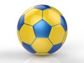 Yellow and blue soccer ball Royalty Free Stock Photo