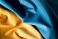 Yellow and blue soft velour fabric. Colors of ukrainian flag. Fabric texture background Royalty Free Stock Photo