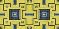 Yellow blue square pixel graphic surface. Modern multicolor pattern. Color aztec background. Colored maya geometric texture.