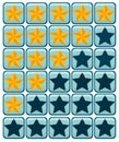 Yellow and blue star buttons