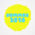 Yellow and blue summer 2018 vector pattern. Circle background symbol. Decorative sketch design element