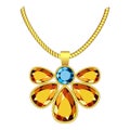 Yellow and blue topaz jewelry icon, realistic style Royalty Free Stock Photo